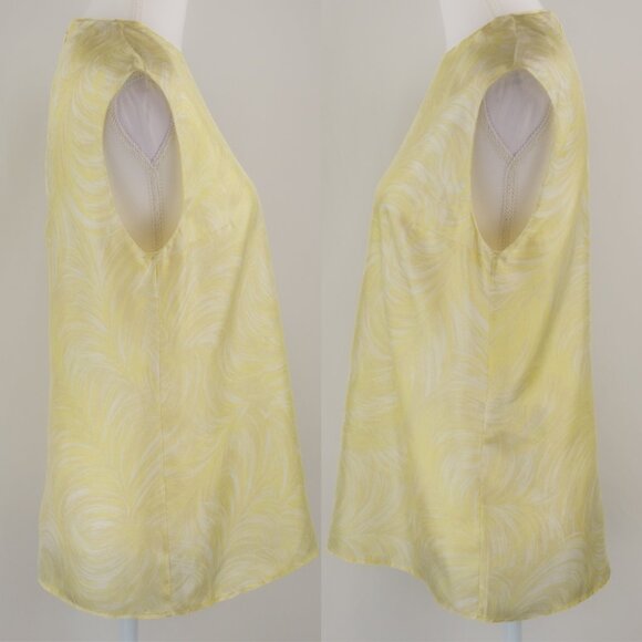 Stella McCartney Featherprint Silk Sleeveless Top, Lime Sorbet, Size EU 38/US 2 - Picture 3 of 9